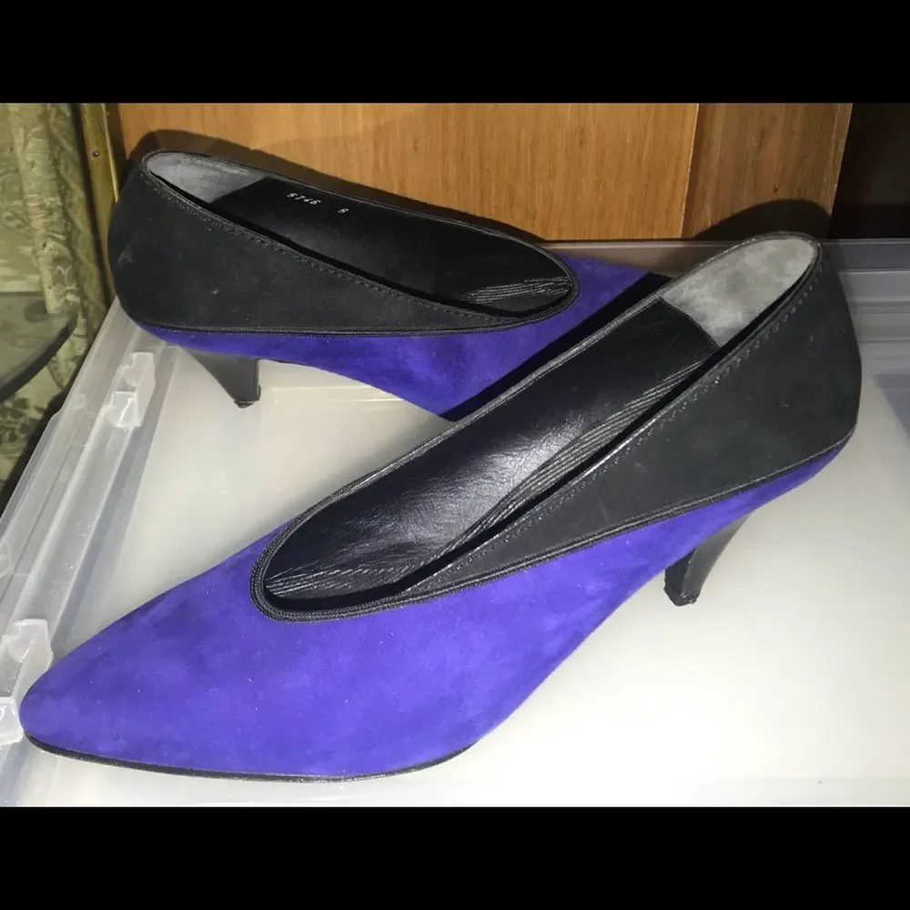 Susan Bennis Shoes Purple Black 8B fit 7B Original Owner - Picture 1 of 9
